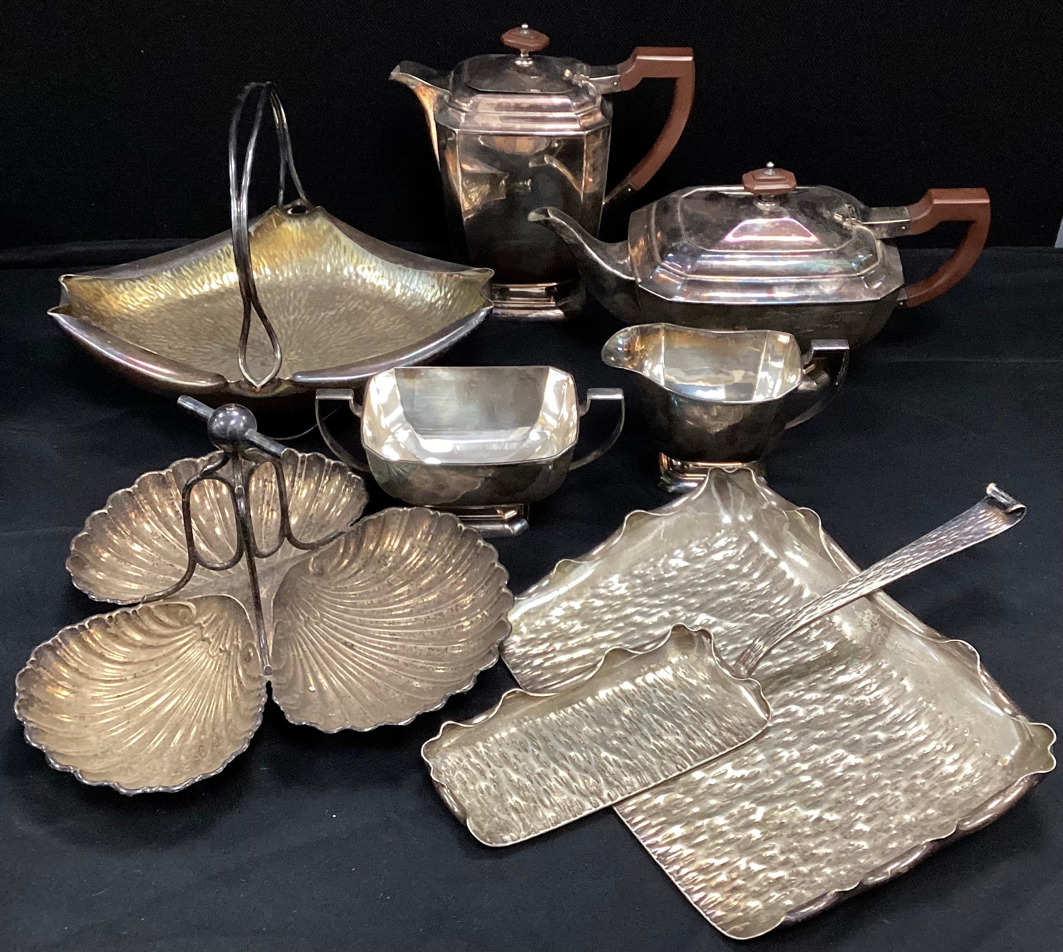 A Hukin and Heath silver plated four-piece tea set, marks to base H & H pattern number 2660; Hukin