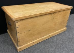 A late 19th / early 20th century Pine tool chest, 44cm high x 95cm wide x 47cm deep.