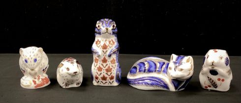 Royal Crown Derby paperweights including; ‘Derby Dormouse', 'Bank vole’, Arctic Fox, others, all