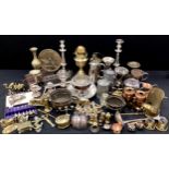 Metal ware including; brass trench art, miniatures including tea pot, cullender, pair of silver