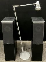 A pair of Mission 702e speakers; angle-poise type contemporary floor-standing lamp, (2).