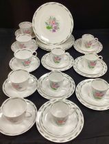 A Wedgwood Susie Copper ‘Fragrance’ design C485 tea ware comprised of; five tea cups and saucers,
