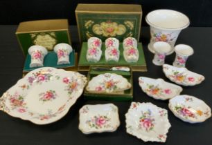 Royal Crown Derby ‘Derby Posies’ ware including; trinket trays, planter, twin handled dish ; etc