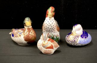 Royal Crown Derby paperweights including;’ Drake', 'Green Winged Teal’, ’Mallard’, ’Teal