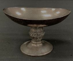A small oval silver pedestal bonbon dish, bulbous stem, circular foot, Addie Brothers, Birmingham