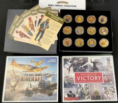 Coins & Tokens - limited edition WWII Forces Collection of gold plated tokens, others, the 75th