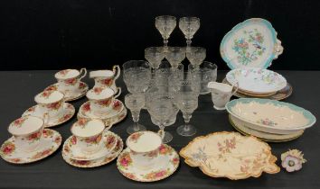 Ceramics & Glass - set of six 19th century glass rinsing bowls, five conforming wine glasses etc;