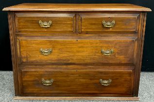 A mahogany chest of two short over two long drawers, (originally the top section from a chest on