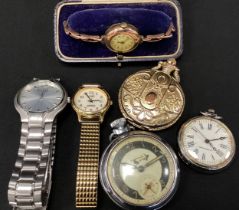 A J W Benson 9ct gold cased 1920s bracelet wristwatch, white enamel dial, Arabic numerals, Swiss