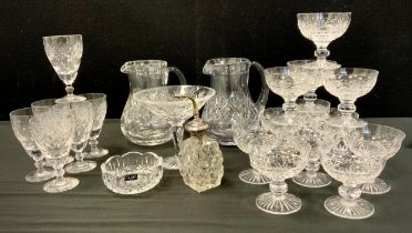 Glassware - a suite of six Royal Doulton cut glass wine glasses, Stuart crystal; etc