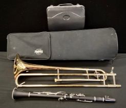 Musical Instruments - A Rosetti series 5, 89TBL Trombone, cased, with mouth-piece; a cased ‘Jazz’