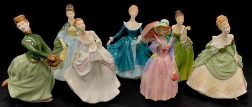 Royal Doulton figures including; Soirée HN 2312, Miss Demure HN 1407, Carol HN 2961, Grace HN