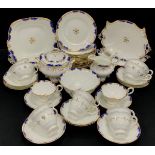 A 19th century Staffordshire cobalt blue and gilt tea and Coffee set, for six inc tea and coffee