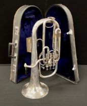 Musical instruments - A Hawke and Sons ‘Excelsior Sonorsus’ silver-plated Tuba, number 51838, cased,