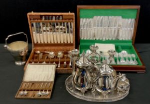 Silverplate & Flatware - a cased Robert & Dore eight setting canteen, ice bucket and tongs, four