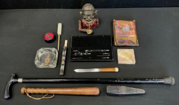 Boxes and Objects - Policemen's truncheon, 39cm long, Japanese cloisonné knife and chopstick set,