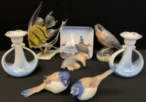 Royal Copenhagen and other continental including: model of American Robin, 16cm high, other birds,