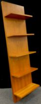 A Danish design ‘panel system’ cherry veneered, five tier open bookshelf, 209.5cm high x 59.5cm wide