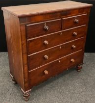 A Victorian mahogany chest two short, over three graduated long drawers, 127cm high x 127cm wide x
