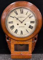 A Walnut cased Drop-dial wall clock, by P. Hackney, of Buxton, white dial, with black Roman