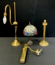 Lighting - a Tiffany Style lamp, 34cm high, rococo style lamp, wall mounted lamp; others (4)