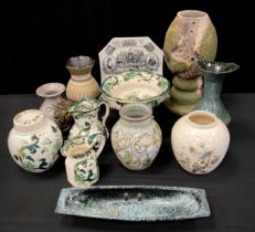 Ceramics - Glynn College vase, 18cm high, Masons 'Charteuse' pattern ware, other studio pottery; etc