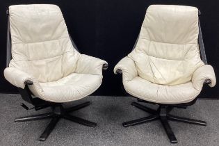 Scandinavian design - A pair of Möbel of Sweden, rise and recline, swivel ‘easy chairs’, (2).