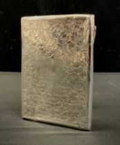 A Collen Hewer Cheshire engraved silver cigarette case, Birmingham, 1903, 10cm long, 99.0 grams