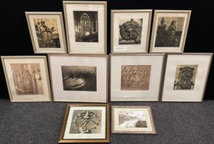 Pictures and prints - framed monochrome photographs - Tideswell Church, etc, (10).