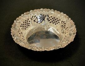 A late Victorian silver bonbon dish pierced and embossed rim, Fenton Brothers, Sheffield 1894, 11.