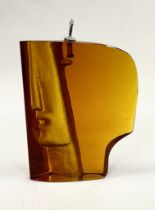 A late 20th century Amber glass abstract pendant, manner of Stanislav Libensky and Jaroslava