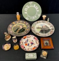 Ceramics & Glass - 19th century continental pepperettes, Wedgwood green Jasperware, Royal Doulton