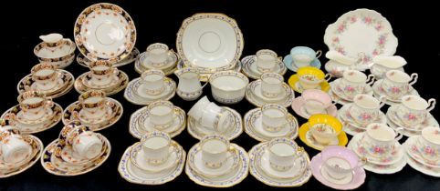 Tea ware including; Royal Albert ‘ Coleen’ tea set for six, a set of five Foley China tea