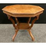 A late Victorian walnut octagonal centre table.
