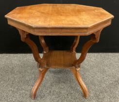 A late Victorian walnut octagonal centre table.
