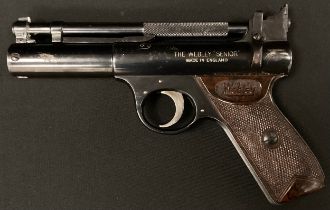 A Webley Senior slanted grip 1.77 calibre air pistol, batch no 335, marked Webley & Scott ltd,