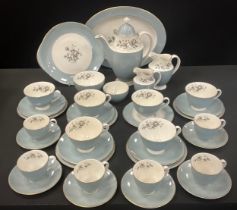 A Royal Doulton coffee service for six including; coffee pot, milk jug, sugar bowl, six coffee