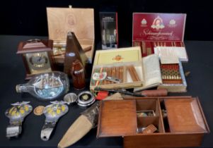 Boxes and Objects - Smoking interest Alvaro cigars, part box, other boxed cigars, cigar trimmer; a