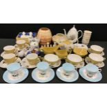 Mid century ceramics including; Midwinter tea set for four comprised of; tea pot, milk jug, sugar