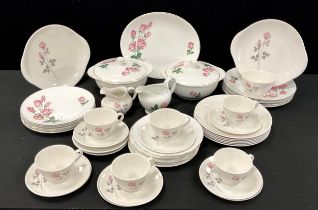 Royal Doulton ‘Pillar Rose’ table service for six including; a pair of picnic plates, six dinner