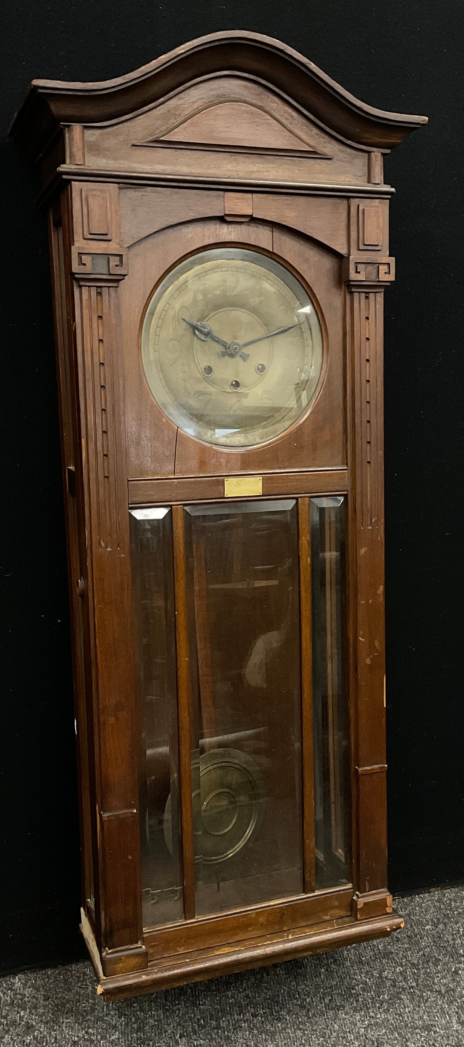 A Gustav Becker type spring-wound wall clock, in the Arts-and Crafts style, walnut case, brass - Image 2 of 2