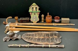 Boxes and Objects - Treen - a Black Forest Standish / inkwell and pen-stand, carved as a walnut