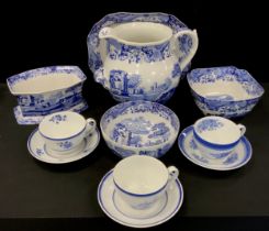 Spode Italian ware including large dairy jug, 31cm high, meat dish, bowls, three tea cups and