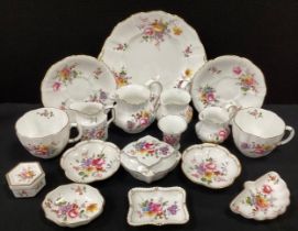 Royal Crown Derby ‘Derby Posie’ ware including; two tea cups and saucers, lidded trinket pot,