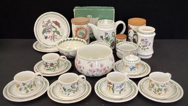 Portmerion Botanic Garden kitchen ware including; a tea pot, five tea cups and saucers, side plates,