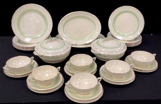 A mid century Crown Devon table service for six including; six dinner plates, six smaller, six