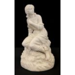 A Parian ware figure of a seated maiden, 23cm high.