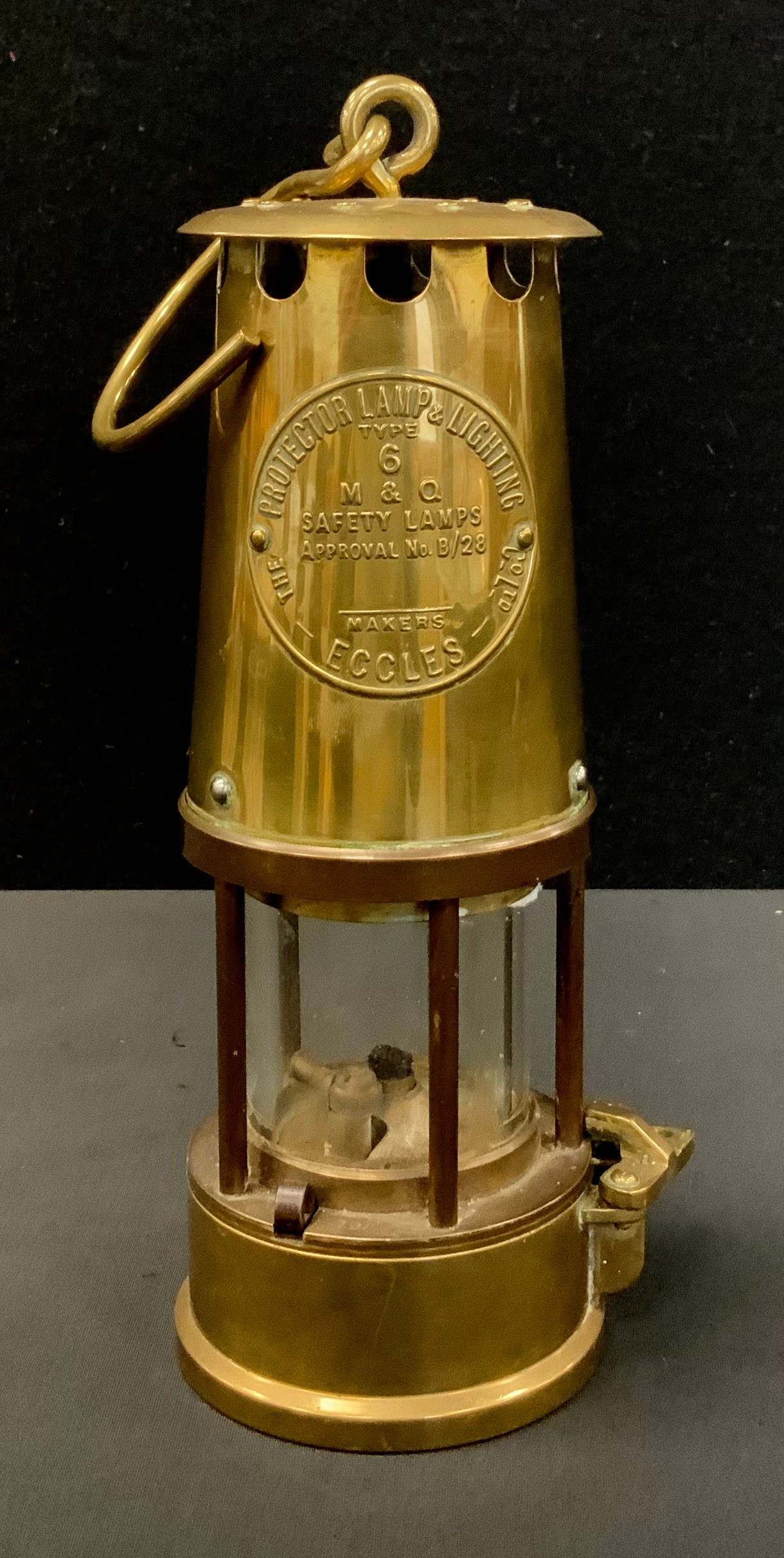 A brass Eccles miner’s lamp,26cm high