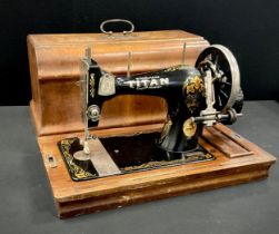 Winselmann Titan hand crank sewing machine with case, Reg.no. 264228,c.1920