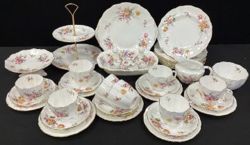 Royal Crown Derby ‘Derby Posie’ table ware including; two tier cake stand, eight tea cups and